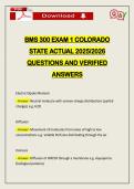 BMS 300 EXAM 1 COLORADO STATE ACTUAL 2026 QUESTIONS AND VERIFIED ANSWERS