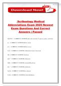 Scribeology Medical Abbreviations Exam 2025 Newest Exam Questions And Correct Answers &vert; Passed