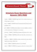 Urinalysis Exam Questions and Answers 100&percnt; PASS