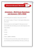 Urinalysis - MLS Exam Questions and Answers 100&percnt; PASS