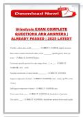 Urinalysis EXAM COMPLETE QUESTIONS AND ANSWERS &vert; ALREADY PASSED &vert; 2025 LATEST
