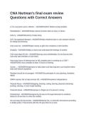 CNA Hartman's final exam review Questions with Correct Answers
