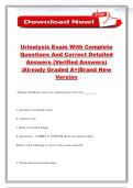 Urinalysis Exam With Complete Questions And Correct Detailed Answers &lpar;Verified Answers&rpar; &vert;Already Graded A&plus;&vert;Brand New Version