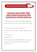Urinalysis Exam 2025- 2026 Latest Upated Questions With Completed & Verified Solutions