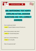 ABC BARTENDING TEST NORTH CAROLINA ACTUAL 2026 QUESTIONS AND 100&percnt; CORRECT ANSWERS