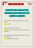 AVIATION FINAL EXAM ACTUAL 2026 QUESTIONS AND 100&percnt; CORRECT ANSWERS