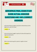 AEROSPACE FINAL EXAM STUDY GUIDE ACTUAL 2026 QUESTIONS AND 100&percnt; CORRECT ANSWERS