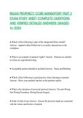 RELIAS PROPHECY CORE MANDATORY PART 2 EXAM STUDY SHEET COMPLETE QUESTIONS AND VERIFIED DETAILED ANSWERS GRADED A&plus; 2026