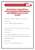 NR 547 Week 1 Exam CEA Pre- Clinical Diagnostic EXAM Questions with CORRECT Answers 100&percnt; Verified