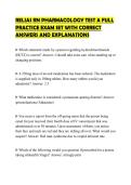 RELIAS RN PHARMACOLOGY TEST A FULL PRACTICE EXAM SET WITH CORRECT ANSWERS AND EXPLANATIONS