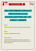 EXOS PERFORMANCE SPECIALIST CERTIFICATION ACTUAL 2026 QUESTIONS AND 100&percnt; CORRECT ANSWERS