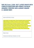 NUR 302 Exam 1 2026 -2027 LATEST UPDATE WITH  COMPLETE QUESTIONS AND CORRECT DETAILED  ANSWERS VERIFIED 100&percnt; ALREADY GRADED  A&plus;BRAND NEW&excl;&excl; 