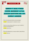 SEMPER FIT BASIC FITNESS COURSE -MARINENET ACTUAL 2026 QUESTIONS AND 100&percnt; CORRECT ANSWERS