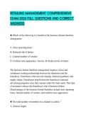 RETAILING MANAGEMENT COMPREHENSIVE EXAM 2026 FULL QUESTIONS AND CORRECT ANSWERS