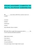 RETAILING MANAGEMENT EXAMINATION TEST 2026 FULL SOLUTION SET GUARANTEED PASS
