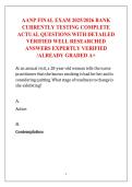 AANP FINAL EXAM 2025&sol;2026 BANK  CURRENTLY TESTING COMPLETE  ACTUAL QUESTIONS WITH DETAILED  VERIFIED WELL RESEARCHED  ANSWERS EXPERTLY VERIFIED  &sol;ALREADY GRADED A&plus; 
