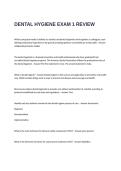 DENTAL HYGIENE EXAM 1 REVIEW QUESTIONS AND ANSWERS