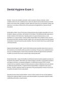 Dental Hygiene Exam 1 Questions and Answers
