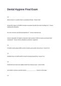Dental Hygiene Final Exam Questions and Answers