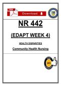 NR 442 EDAPT Week 4 Notes &lpar;2026&rpar; PDF &vert; Health Disparities &vert; Community Health Nursing