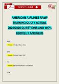 AMERICAN AIRLINES RAMP TRAINING QUIZ 1 ACTUAL 2026 QUESTIONS AND 100&percnt; CORRECT ANSWERS