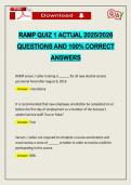 RAMP QUIZ 1 ACTUAL 2026 QUESTIONS AND 100&percnt; CORRECT ANSWERS
