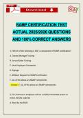 RAMP CERTIFICATION TEST ACTUAL 2026 QUESTIONS AND 100&percnt; CORRECT ANSWERS