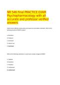 NR 546 Final PRACTICE EXAM Psychopharmacology with all accurate and professor verified answers