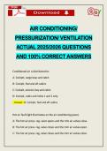 AIR CONDITIONING&sol; PRESSURIZATION&sol; VENTILATION ACTUAL 2026 QUESTIONS AND 100&percnt; CORRECT ANSWERS