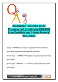 RealEstateU Texas Real Estate Principles Part 1 Final Exam 2025&sol;2026 &ndash; Verified Questions and Correct Answers