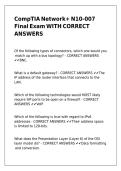 CompTIA Network&plus; N10-007 Final Exam WITH CORRECT ANSWERS&period;