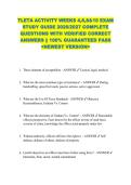TLETA ACTIVITY WEEKS 4&comma;6&comma;8&10 EXAM  STUDY GUIDE 2026&sol;2027 COMPLETE  QUESTIONS WITH VERIFIED CORRECT  ANSWERS &vert;&vert; 100&percnt; GUARANTEED PASS  <NEWEST VERSION> 
