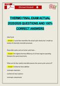 THERMO FINAL EXAM ACTUAL 2026 QUESTIONS AND 100&percnt; CORRECT ANSWERS