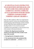 ACAMS FINAL EXAM AND PRACTICE  EXAM QUESTIONS 2025&sol;2026 BANK AND  STUDY GUIDE WELL RESEARCHED  CURRENTLY TESTING COMPLETE  ACTUAL QUESTIONS WITH DETAILED  VERIFIED ANSWERS EXPERT  VERIFIED &sol;ALREADY GRADED A&plus; 