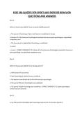 EXSS 340 QUIZZES FOR SPORT AND EXERCISE BEHAVIOR QUESTIONS AND ANSWERS