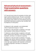Advanced physical assessment -Final examination questions with answers&comma;