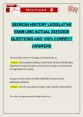 GEORGIA HISTORY LEGISLATIVE EXAM UNG ACTUAL 2026 QUESTIONS AND 100&percnt; CORRECT ANSWERS