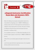 Lifeguard Instructor Certification Exam Quiz and Answers 100&percnt; Solved