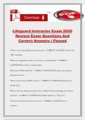 Lifeguard Instructor Exam 2025 Newest Exam Questions And Correct Answers &vert; Passed