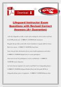 Lifeguard Instructor Exam Questions with Revised Correct Answers &lpar;A&plus; Guarantee&rpar;