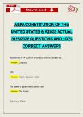 AEPA CONSTITUTION OF THE UNITED STATES & AZ033 ACTUAL 2026 QUESTIONS AND 100&percnt; CORRECT ANSWERS