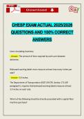 CHESP EXAM ACTUAL 2026 QUESTIONS AND 100&percnt; CORRECT ANSWERS
