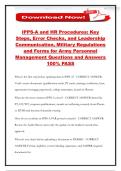 IPPS-A and HR Procedures&colon; Key Steps&comma; Error Checks&comma; and Leadership Communication&comma; Military Regulations and Forms for Army Personnel Management Questions and Answers 100&percnt; PASS