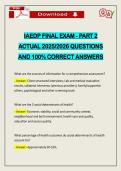 IAEDP FINAL EXAM - PART 2 ACTUAL 2026 QUESTIONS AND 100&percnt; CORRECT ANSWERS