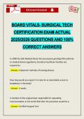 BOARD VITALS- SURGICAL TECH CERTIFICATION EXAM ACTUAL 2026 QUESTIONS AND 100&percnt; CORRECT ANSWERS