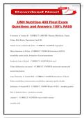 UNH Nutrition 400 Final Exam Questions and Answers 100&percnt; PASS