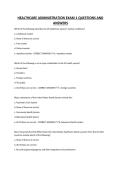 HEALTHCARE ADMINISTRATION EXAM 1 QUESTIONS AND ANSWERS