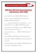 UNH Nutr 400 Final Exam Questions and Answers 100&percnt; PASS