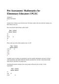 MATH C460 &vert; Pre assement Mathematics for Elementary Educators 1&vert; Exam With complete solution &vert; RATED A&plus; New edition 