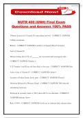 NUTR 400 &lpar;UNH&rpar; Final Exam Questions and Answers 100&percnt; PASS